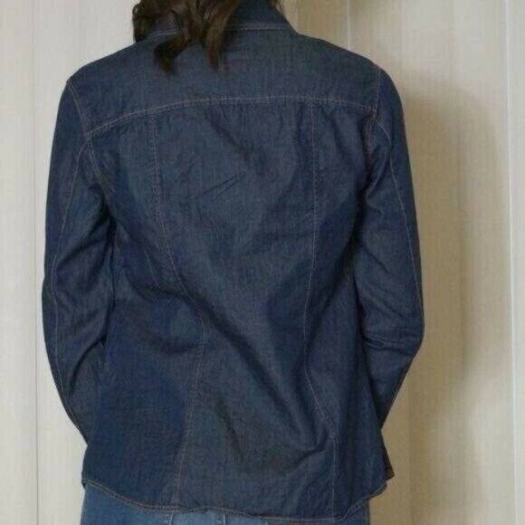Dark Denim Long Sleeve Button Down Shirt by KUT Size XS - Picture 3 of 8